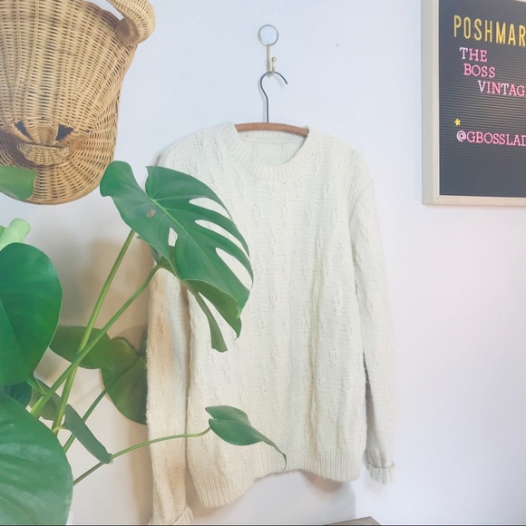 vtg fisherman knit oversized boyfriend sweater - Picture 7 of 8